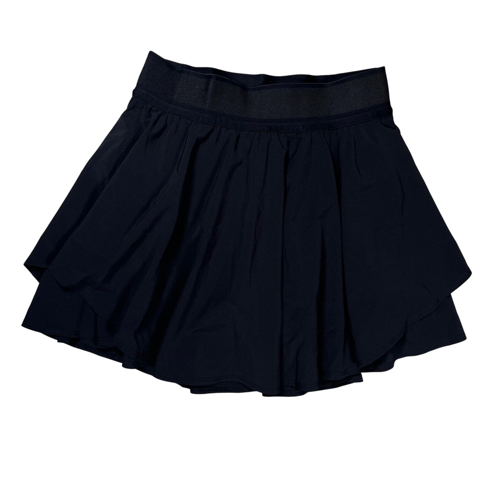 Lululemon Court Rival Skirt Women 4 Black Tiered Athletic Tennis Golf Skort